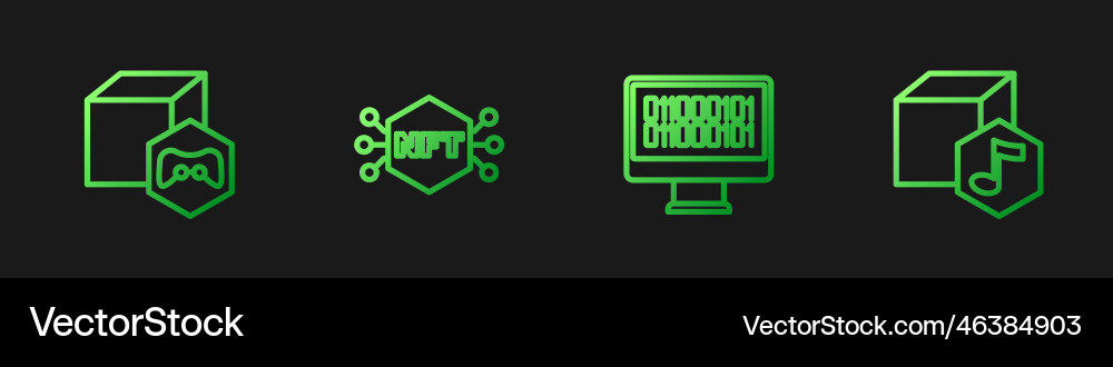 Set line binary code nft digital crypto art Set line binary code nft digital crypto art vector image