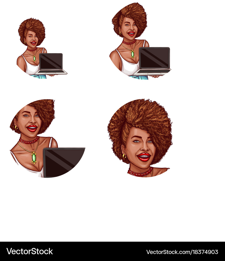 Set of pop art round avatar icon for users vector image