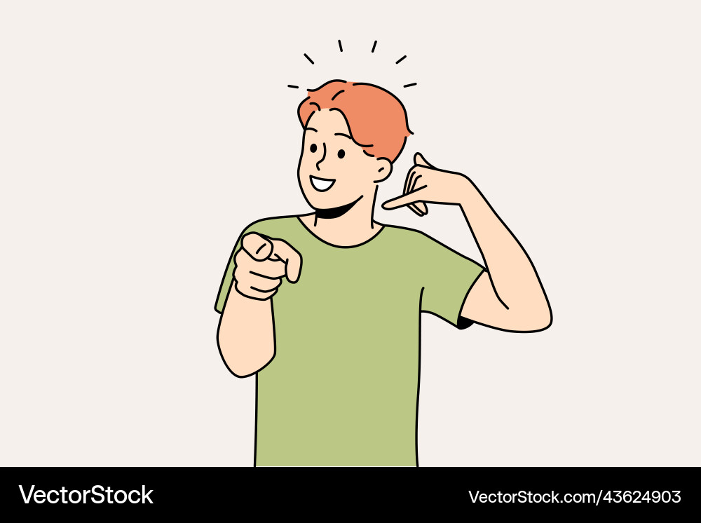 Smiling guy make callback gesture Smiling guy make callback gesture Vector Image