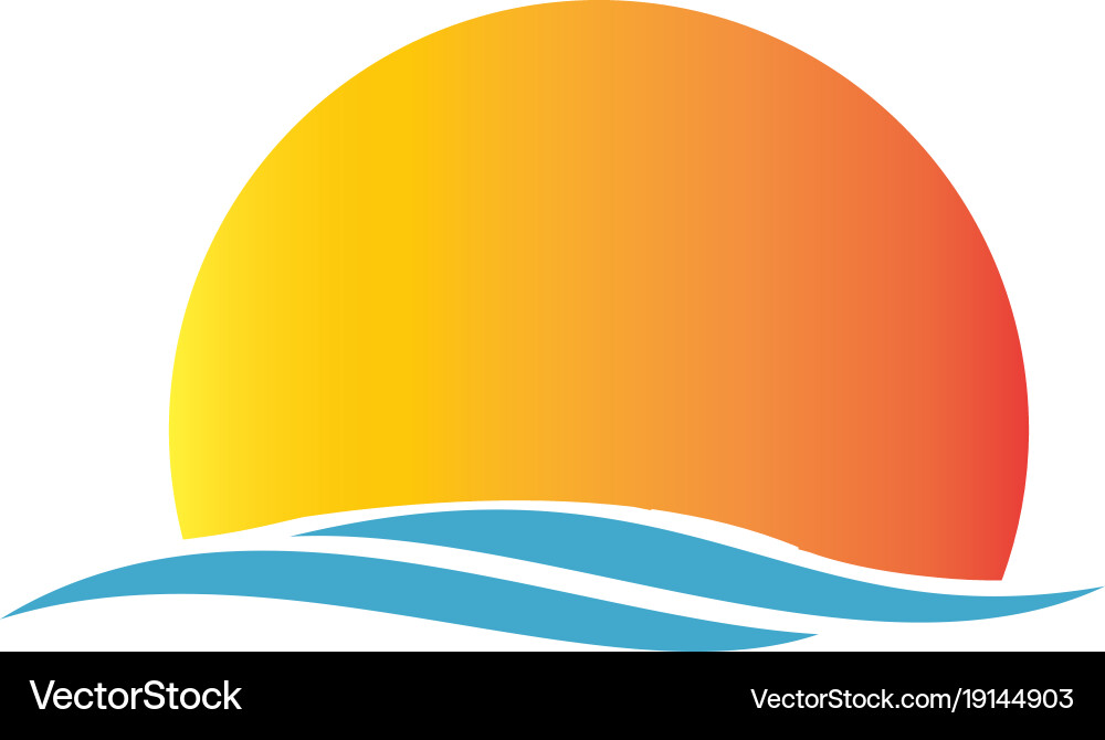 Sunrise Beach Logo Elegant Gold Sun Sunset Sunrise Beach Stock Vector