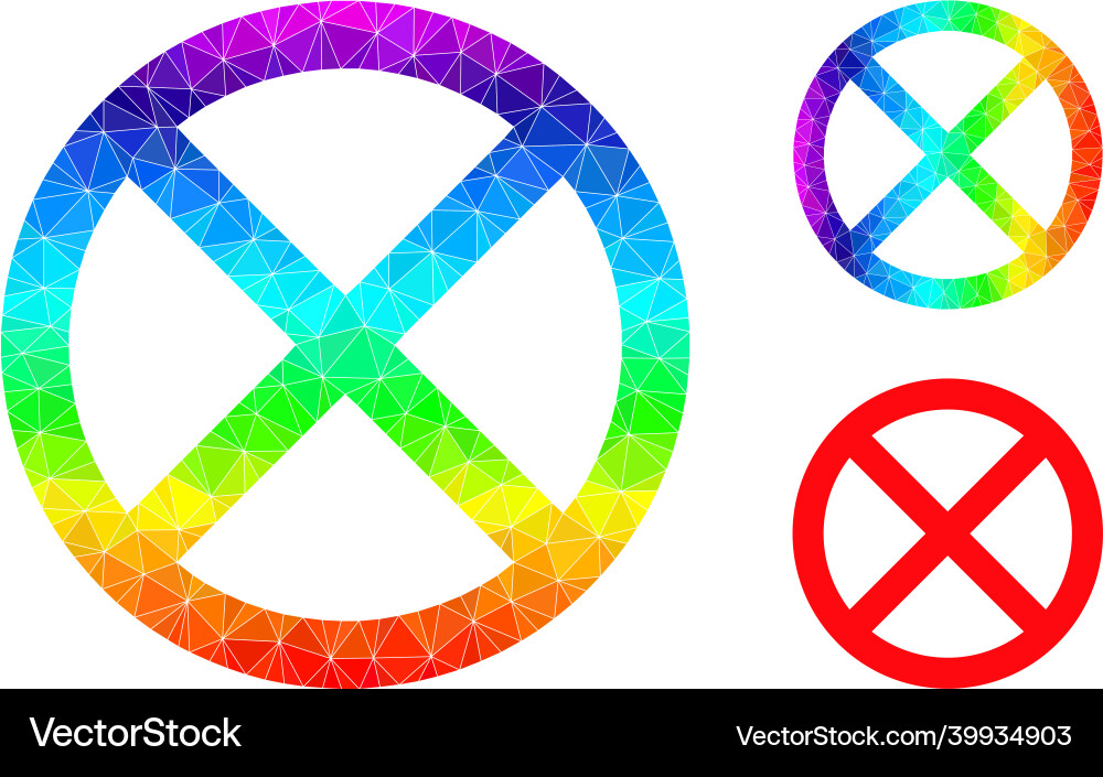 Triangle filled stopped icon with spectrum Triangle filled stopped icon with spectrum vector image