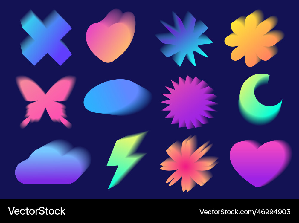 Y2k gradient shapes holographic soft elements Y2k gradient shapes holographic soft elements vector image