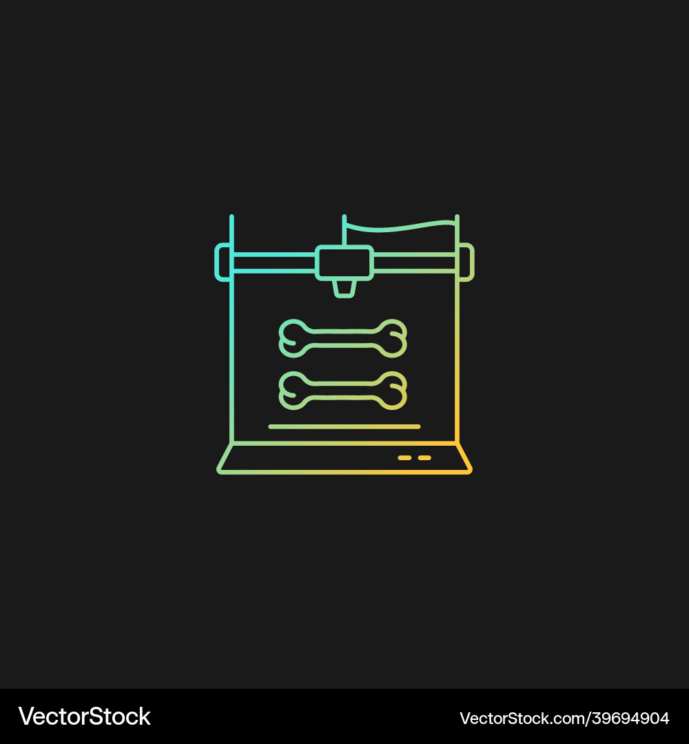 3d bone models printing gradient icon for dark Vector Image