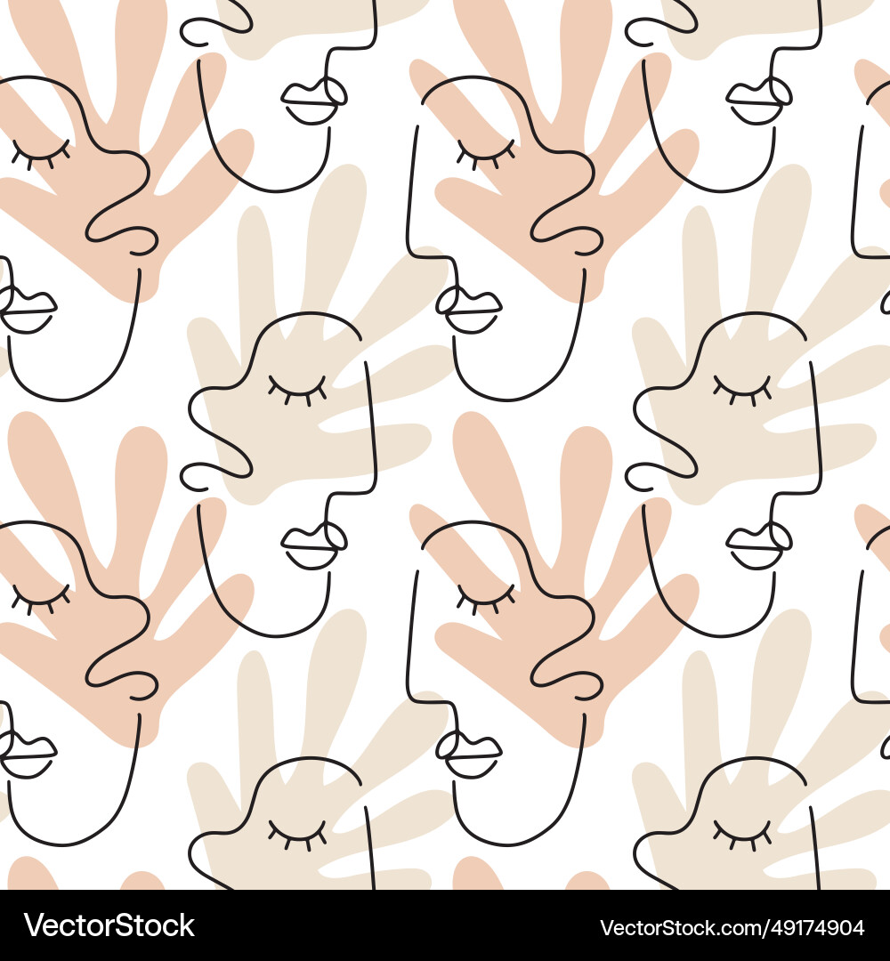 Abstract face seamless pattern one line background Abstract face seamless pattern one line background vector image