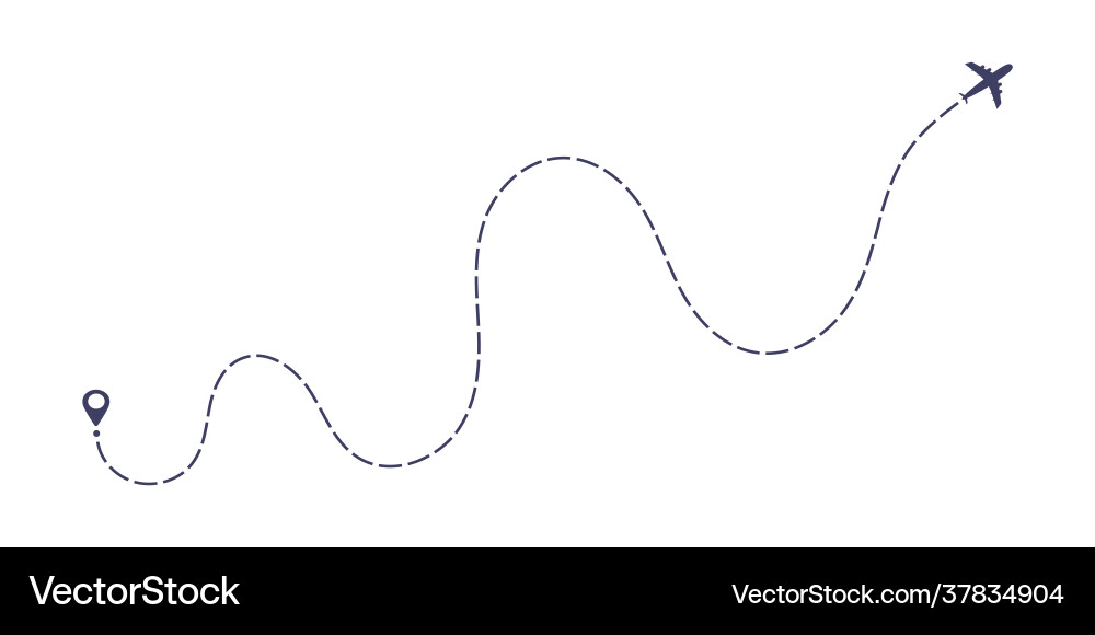 Airplane dashed line path flat style design Airplane dashed line path flat style design vector image