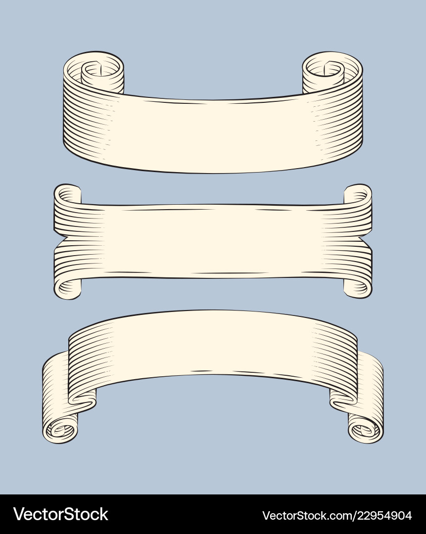 Antique papyrus ribbons or old curled scrolls Antique papyrus ribbons or old curled scrolls vector image