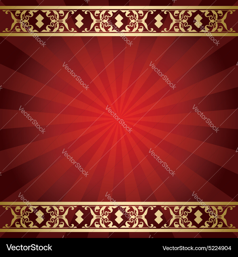 Bright red background with rays from center Vector Image