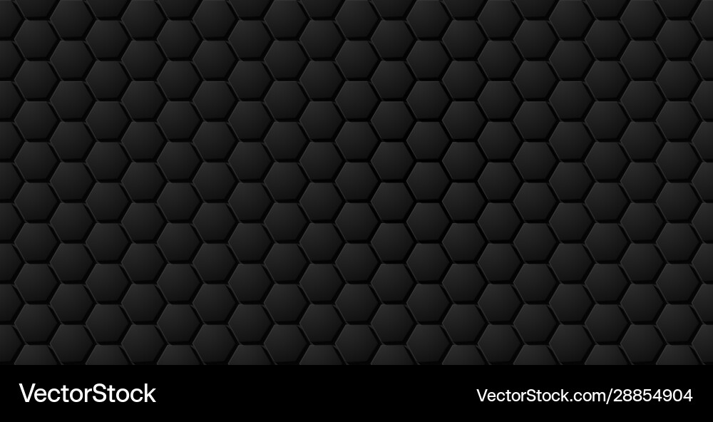 Dark Black Hexagon Pattern Vector Image