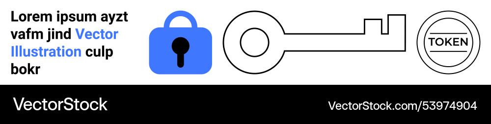 Digital security key lock and token vector image