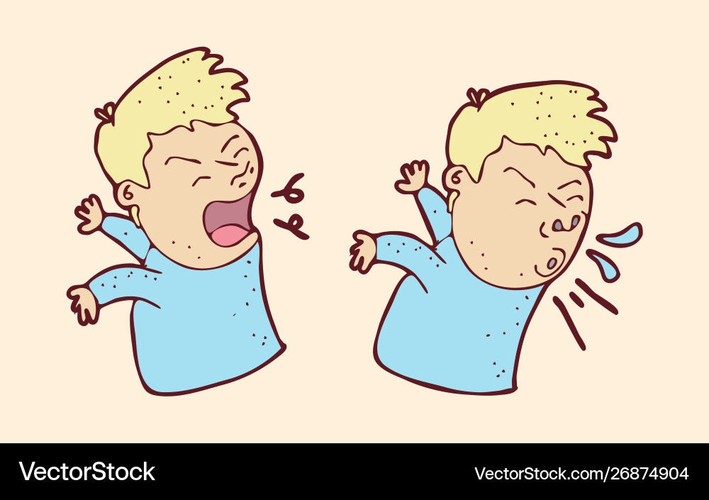 Digitally drawn people sneeze design hand drawing Vector Image