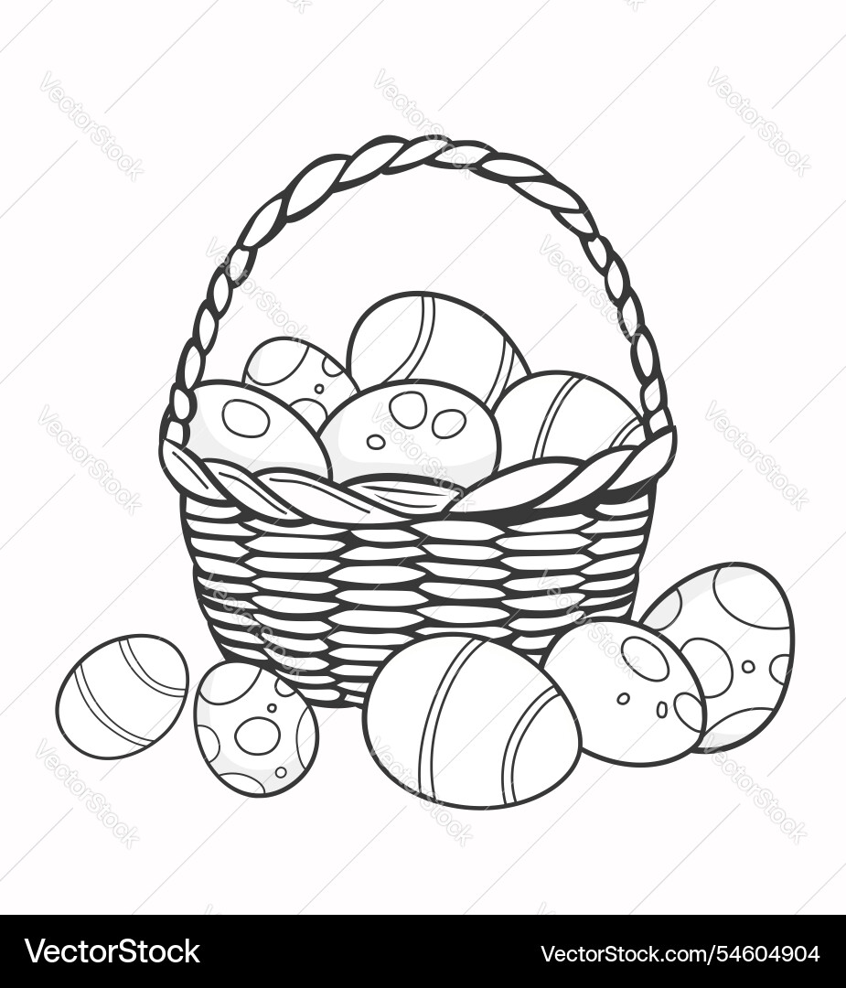 Easter Basket with Eggs Royalty Free Vector Image