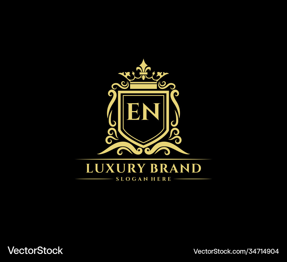 En initial letter gold calligraphic feminine En initial letter gold calligraphic feminine Vector Image