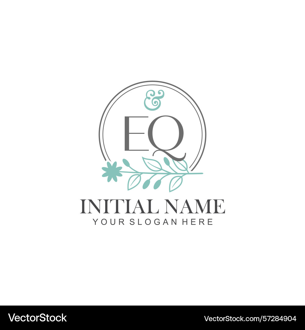 Eq initial logo templates with botanical elements Vector Image