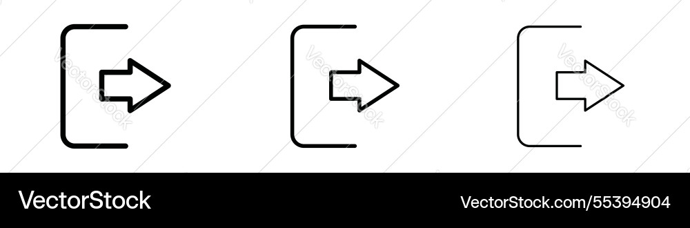 Exit icons in three different stroke lines vector image