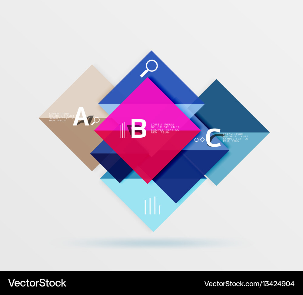 Glossy squares with text abstract geometric vector image