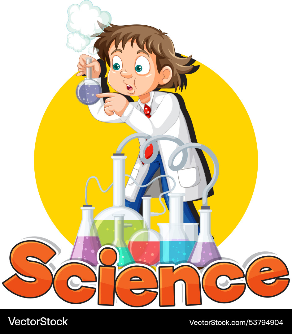 Kinderexperiment mit bunten Chemikalien im Labor Kinderexperiment mit bunten Chemikalien im Labor vektorbild