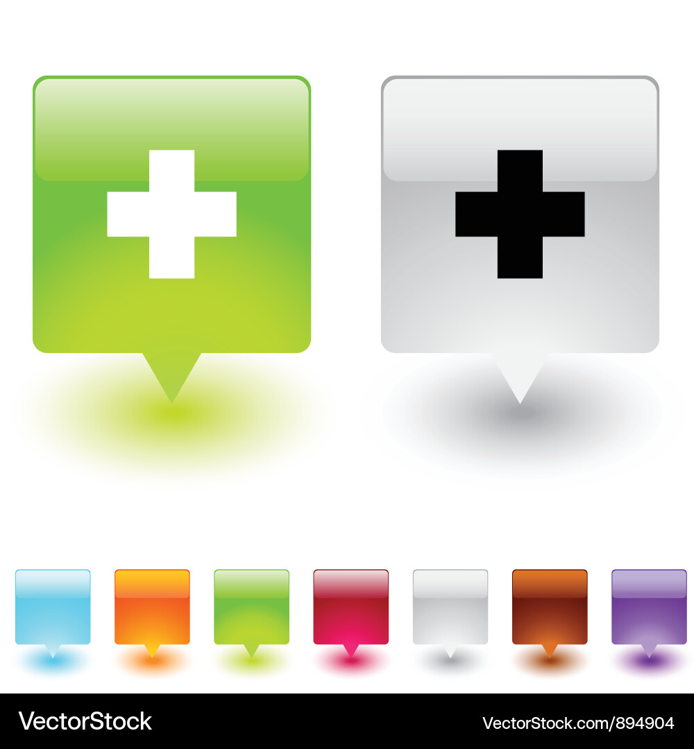 Modern Plus Button Collection Vector Image