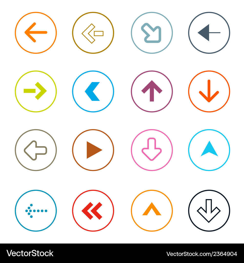 Outline arrows set in circles vector image
