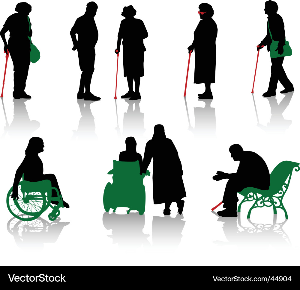Senior Citizens Silhouette vector image