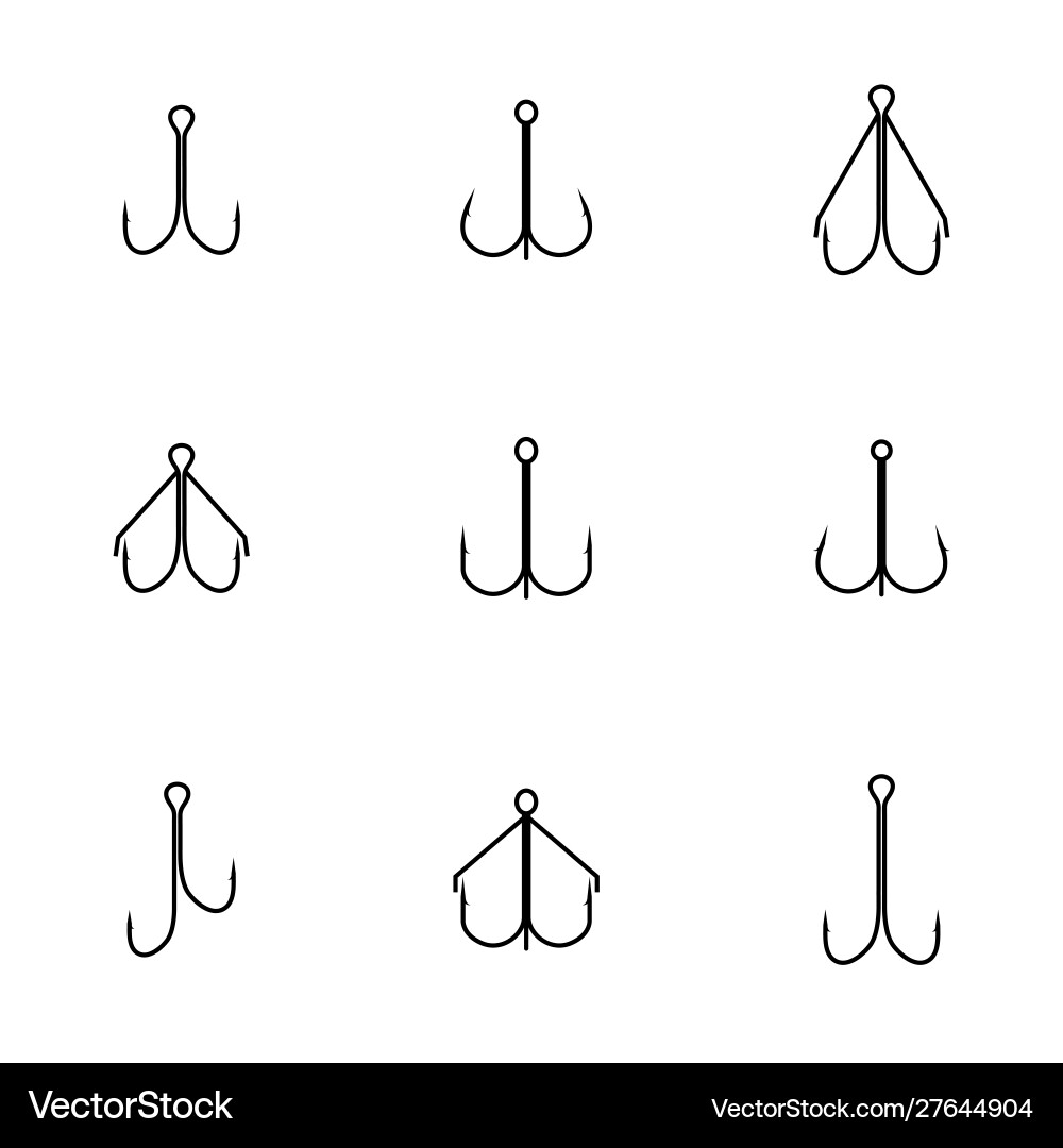 Set different double and triple hooks Set different double and triple hooks Vector Image