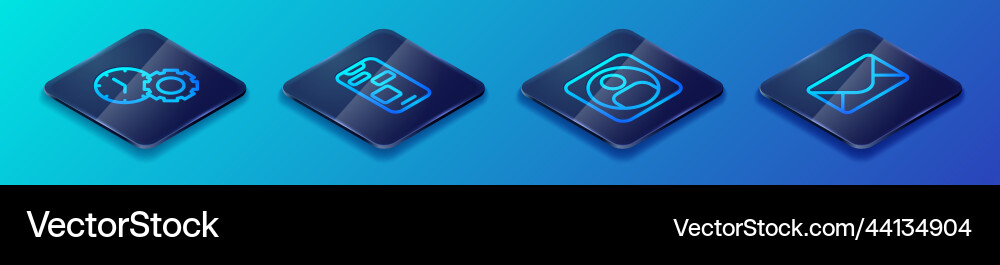 Set isometric line create account screen time Set isometric line create account screen time Vector Image