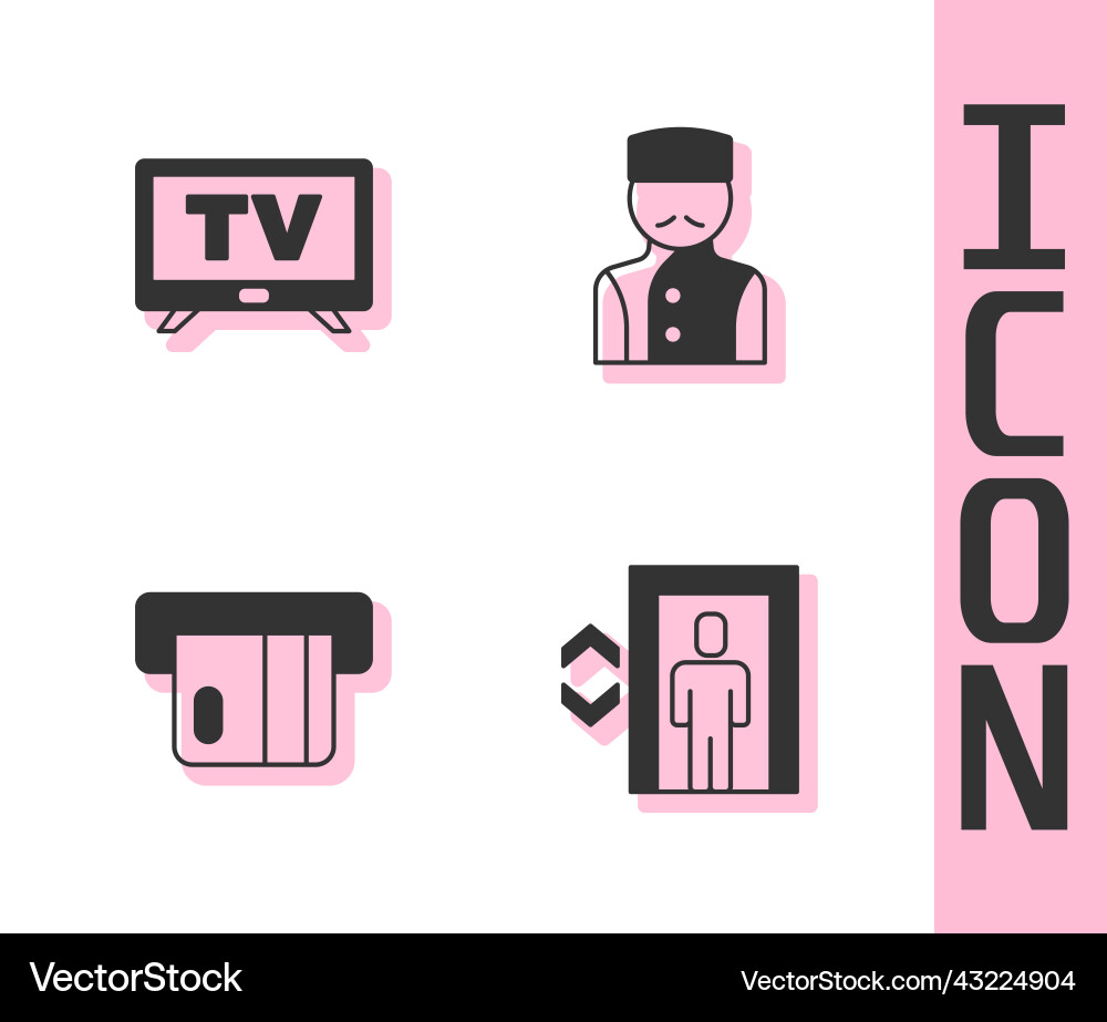 Set lift smart tv credit card and concierge icon Vector Image