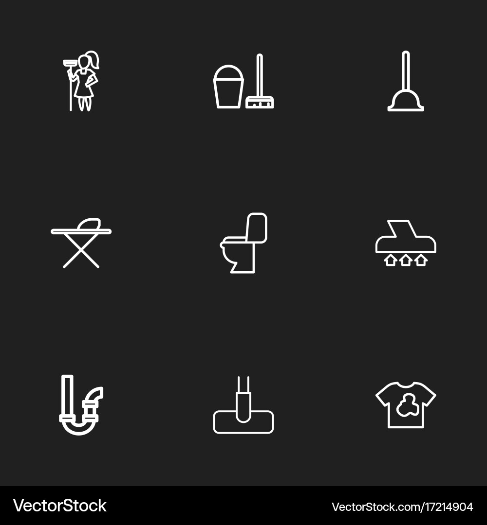 Set of 9 editable cleanup outline icons includes vector image