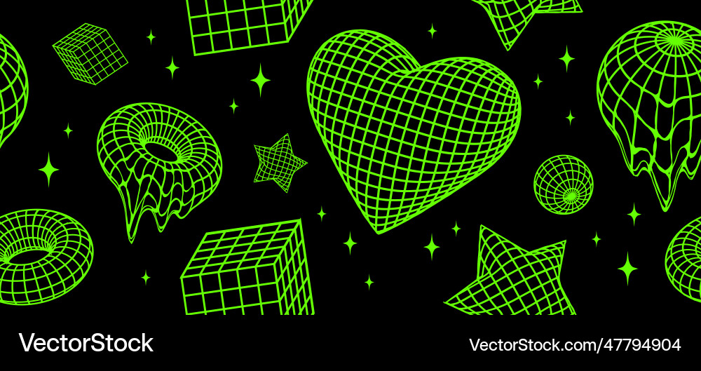 Y2k trendy 3d shape seamless technologic pattern Y2k trendy 3d shape seamless technologic pattern vector image