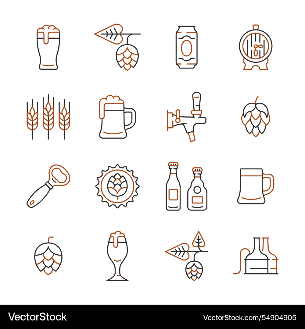 Bier Icon Set - Brauen & Getränke Vektorbild