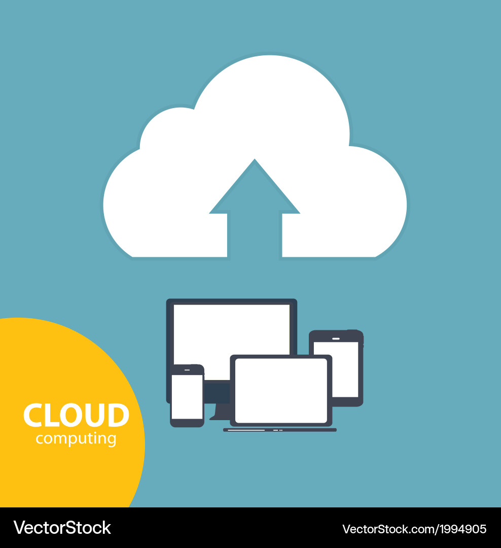 Cloud computing concept on different electronic vector image