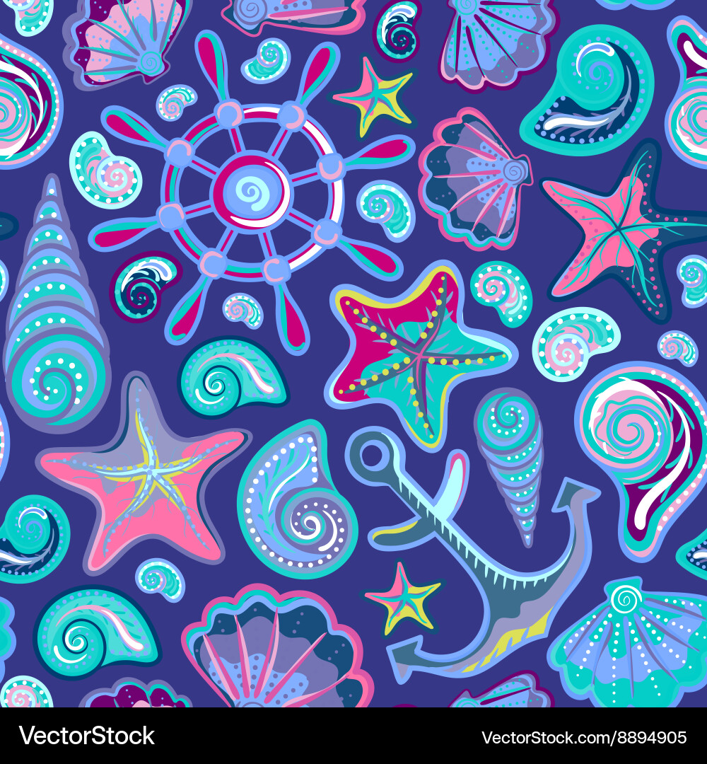 Colorful Seashell Pattern vector image