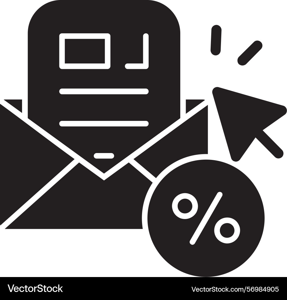 Email click-through rate glyph style icon design vector image