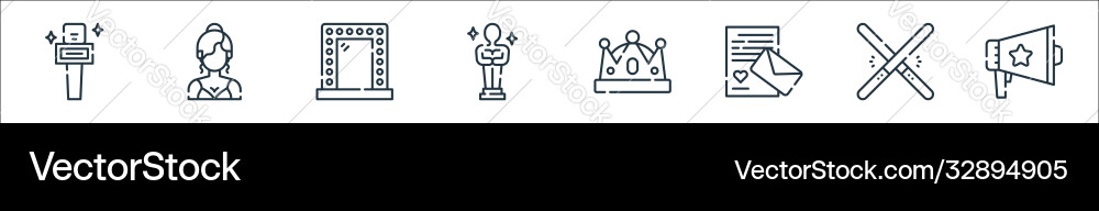 Fame line icons linear set quality Fame line icons linear set quality vector image
