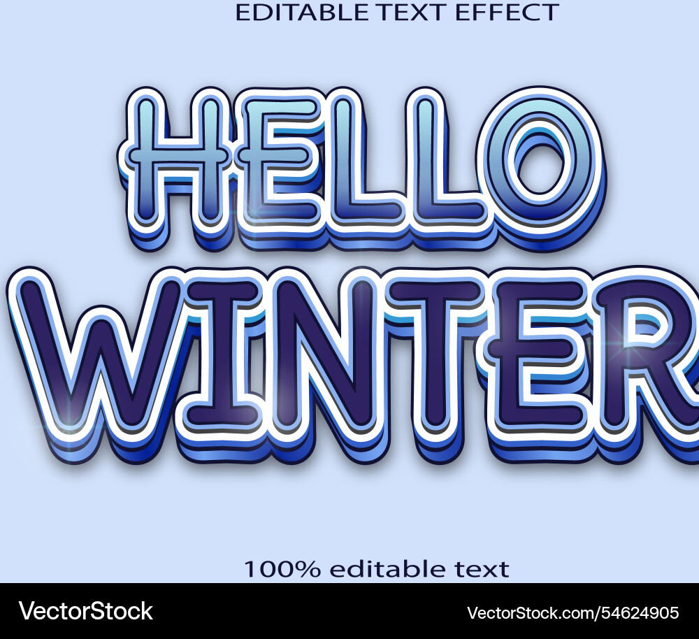 Hello winter editable text effect 3d emboss Hello winter editable text effect 3d emboss Vector Image