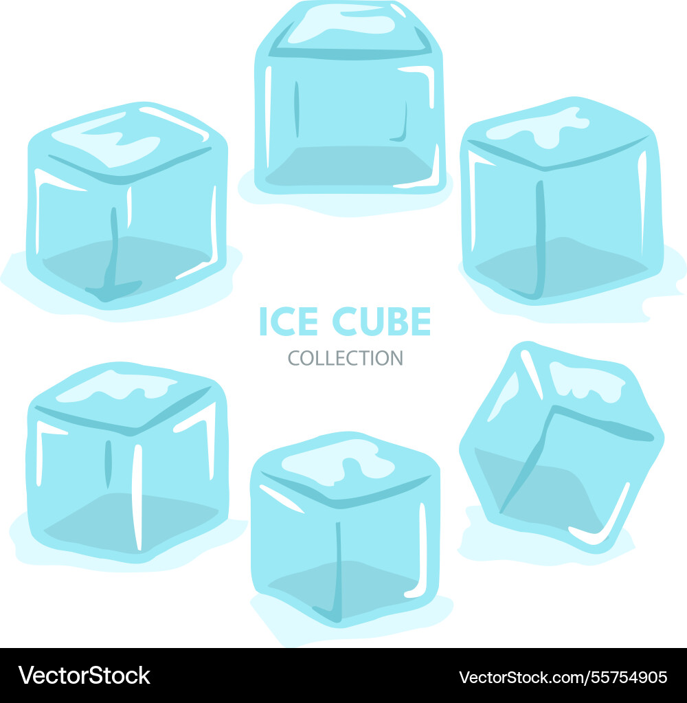 Ice cube collection with flat design vector image