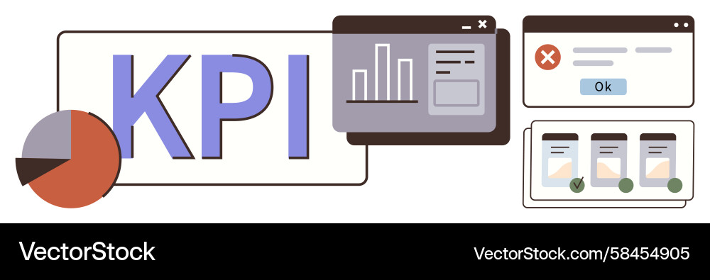 KPI Charts & Graphs Dashboard Vector Image
