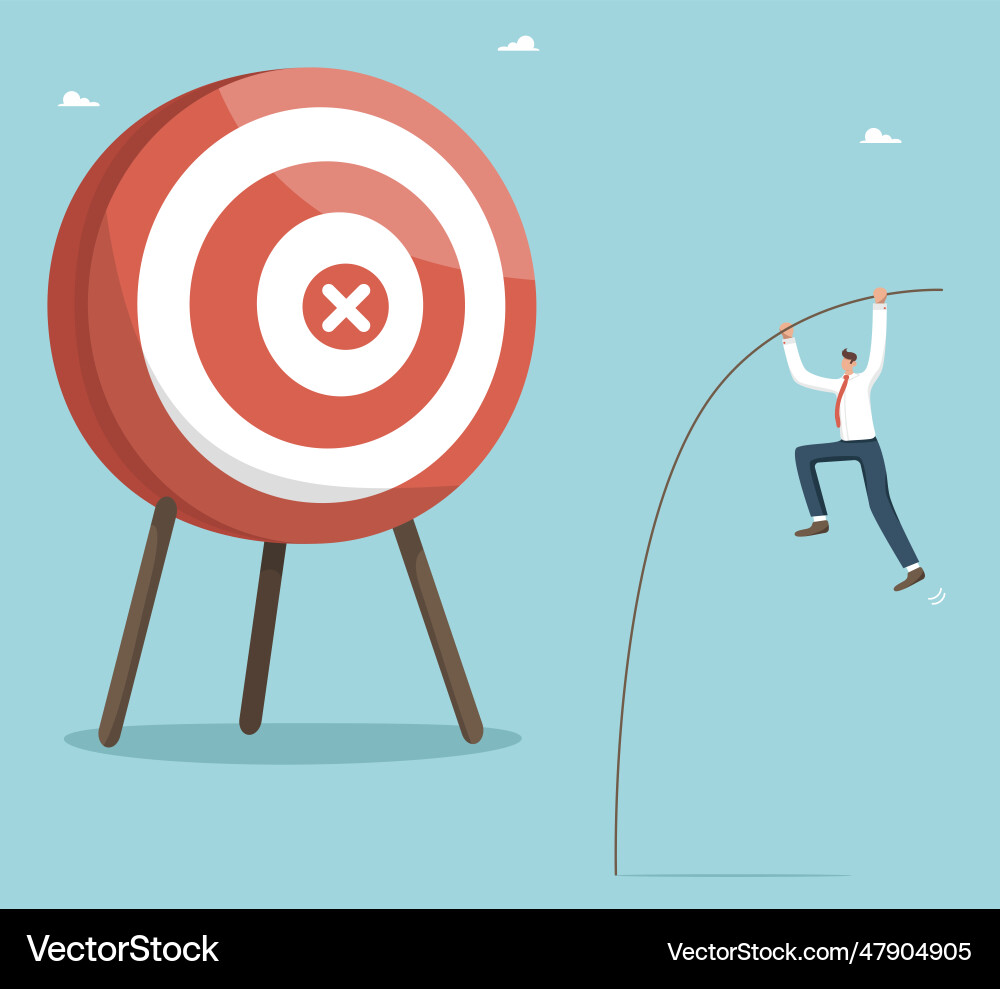 Man with a pole jumps on target Man with a pole jumps on target vector image