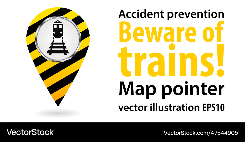 Map pointer beware of the train safety vector image