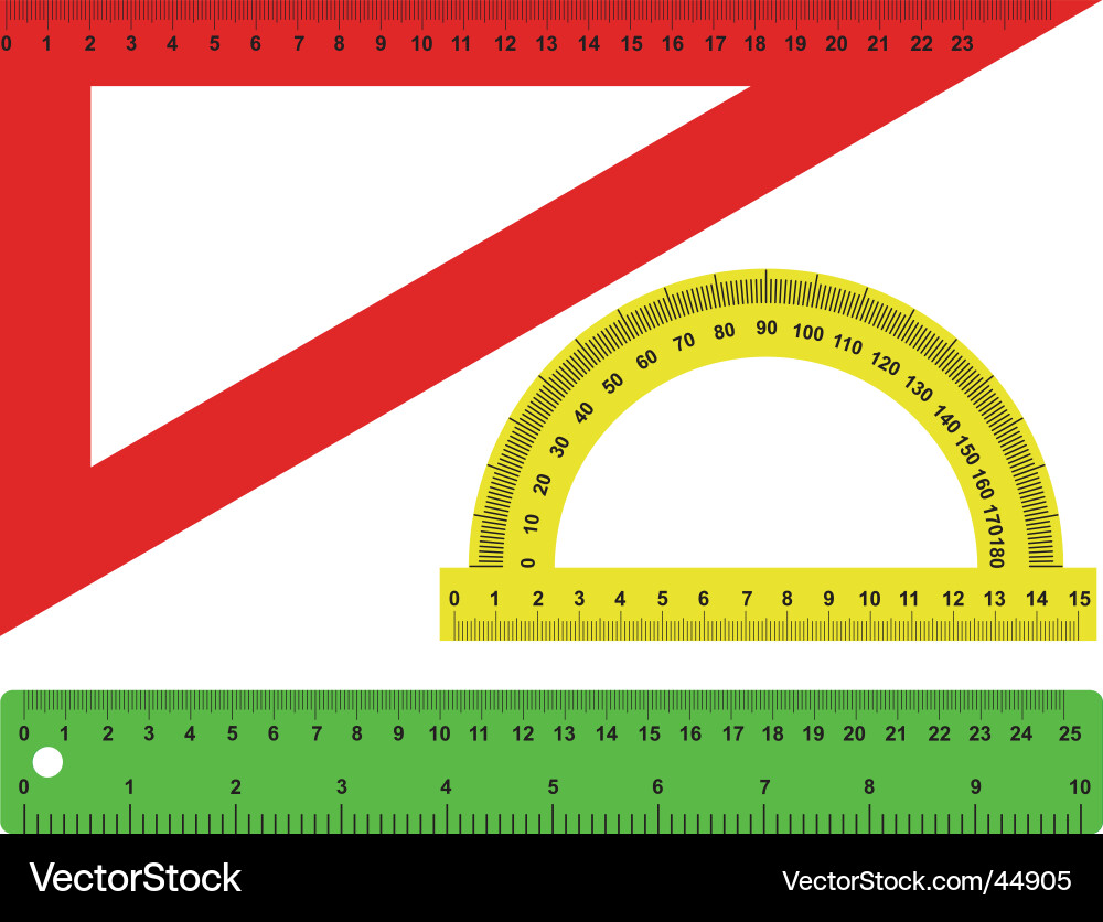 Measuring Rulers and Protractor Vector Image