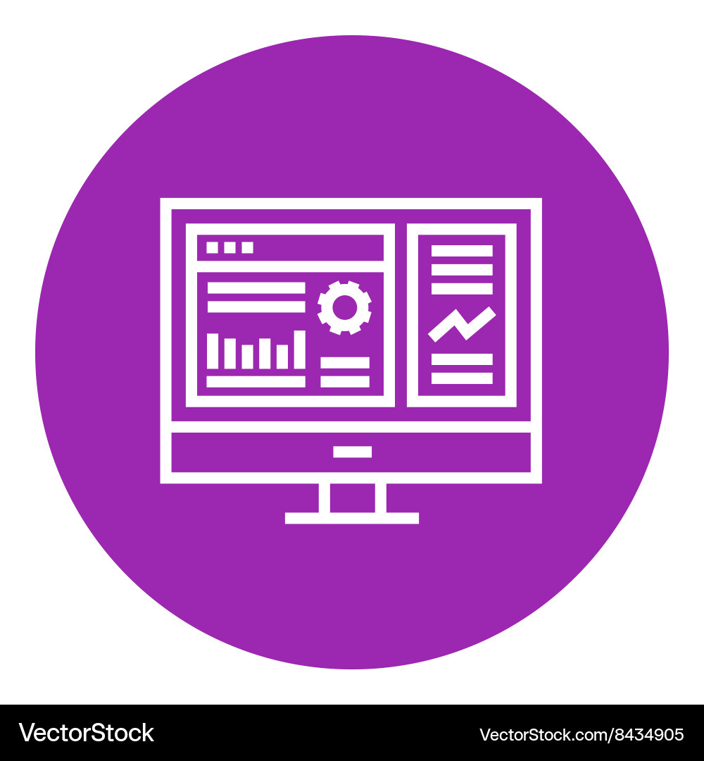 Monitor with business graphs line icon Vector Image
