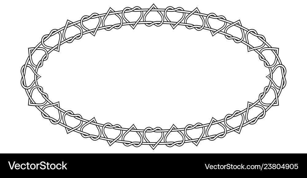 Oval frame pattern of twisted hearts Oval frame pattern of twisted hearts vector image