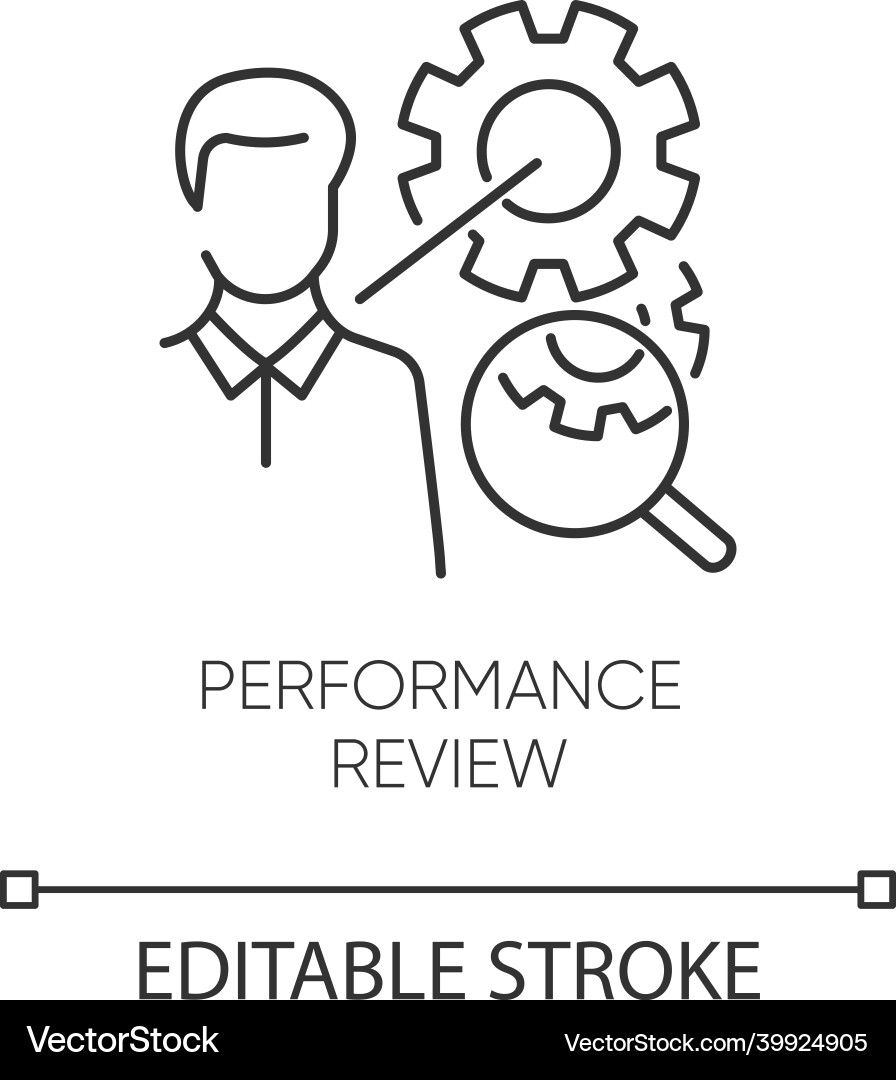 Performance review pixel perfect linear icon thin Vector Image