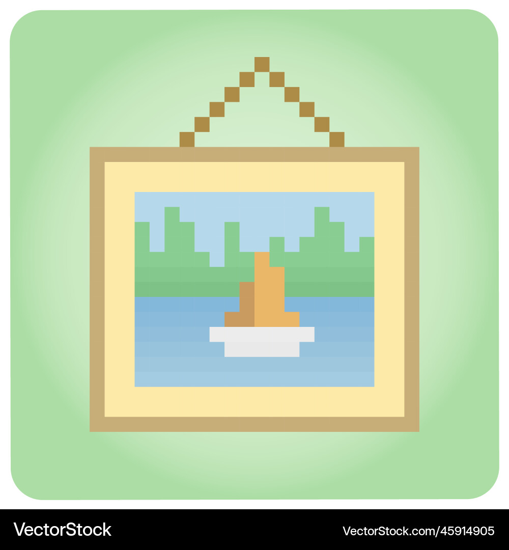 Pixel 8 bit frame of gallery beach game assets Vector Image