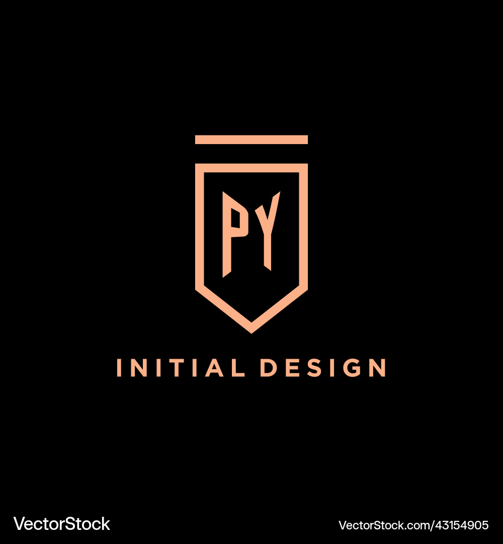 Py monogram initial with shield logo design icon Py monogram initial with shield logo design icon Vector Image