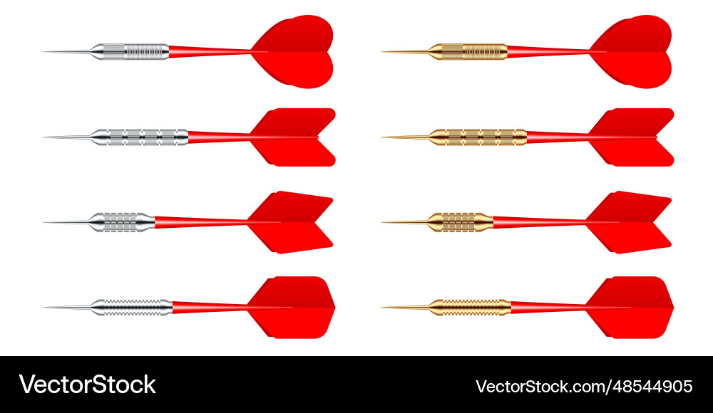 Red dart arrows with metal tip isolated on white Vector Image