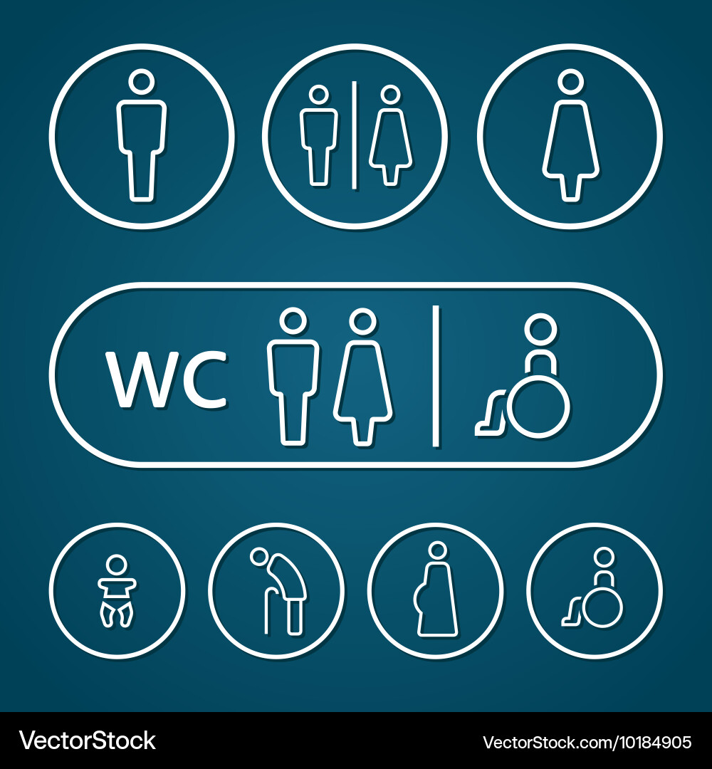 Restroom männlich weiblich schwanger Krüppel Oldster Zeichen vektorbild