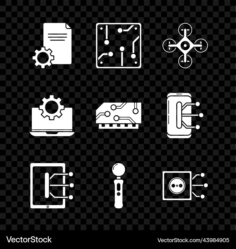 Set file document processor drone tablet gamepad Set file document processor drone tablet gamepad vector image