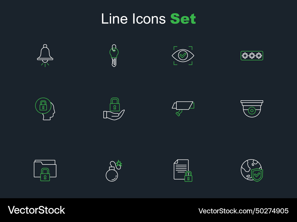 Set line shield with world globe document Vector Image