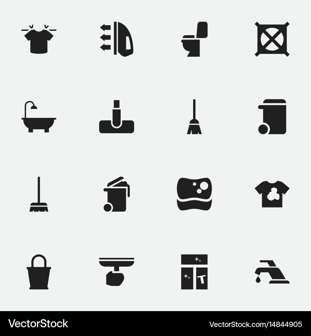 Set of 16 editable cleanup icons includes symbols vector image