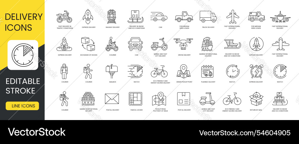 Set of line icons delivery methods Set of line icons delivery methods vector image